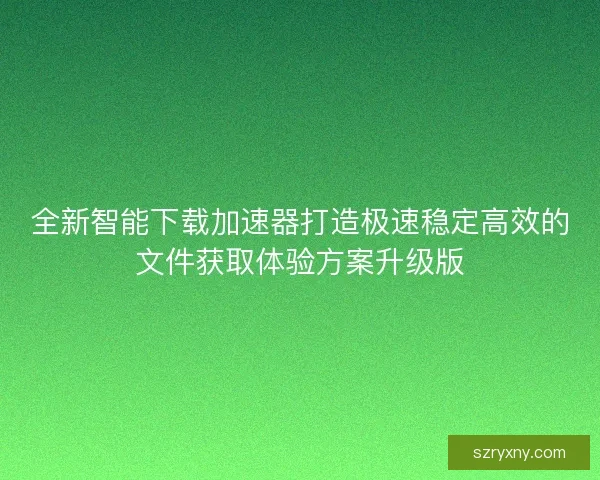 全新智能下载加速器打造极速稳定高效的文件获取体验方案升级版